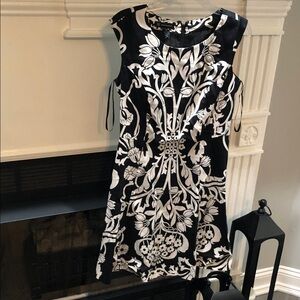 INC International Concepts Black & White Floral Midi Dress no belt